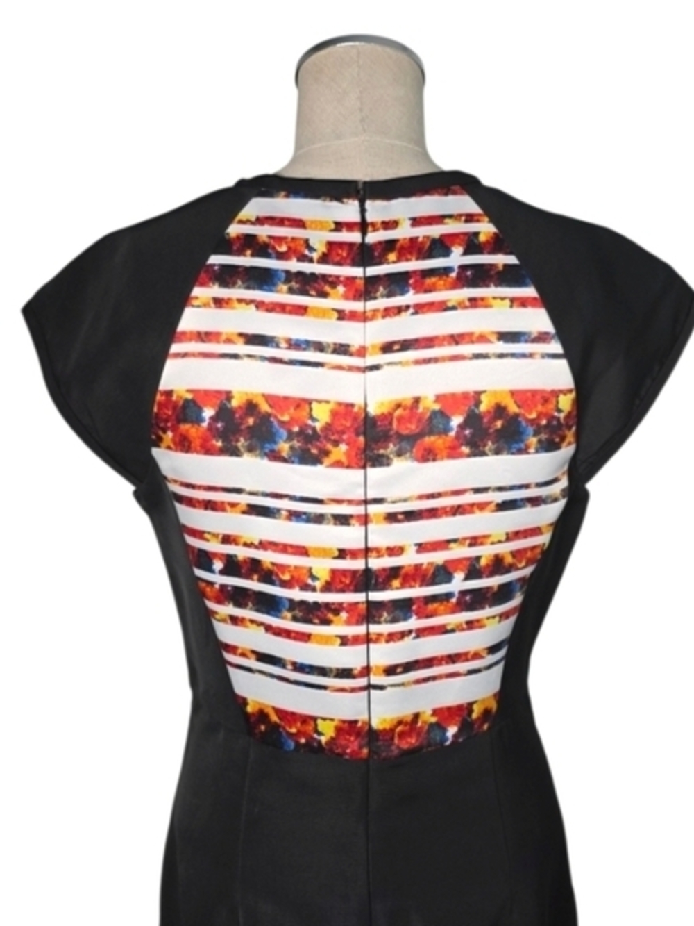 Floral Stripe Sheath Dress in Black and White - Picture 4 of 6